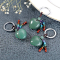 Miniatyrbilde 3 av 6: Naturlig krystallhjerte edelsten nøkkelring 7 chakra helbredende stein nøkkelring sjarm for kvinner Green Aventurine