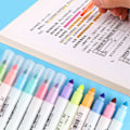 Miniatyrbilde 10 av 10: 12 farger dobbelthodet fluorescerende penner tegning mild liner penn highlighter stasjonær