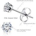Miniatyrbillede 2 af 6: 10 Par Små Dame Rustfrit Stål Runde Klare Cubic Zirconia Ørestikker (2mm 3mm 4mm CZ, Kirurgisk Stål)