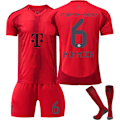Pikkukuva 1 / 5: 24/25 Jalkapallosetti lapsille, verryttelypuku pojille, Bayern NO.6 jalkapallojoukkueen pelipaita, verryttelypuvun paita, shortsit ja sukat 3XXXL