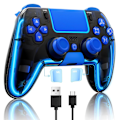 Miniatyrbild 1 av 6: Trådlös PS4-kontroll med Hall 3D-joysticks/RGB LED-lampor/programmeringsfunktion, PS4-kontroll fjärrkontroll joystick gamepad, spelkontroll för PS4/Slim/P Blue