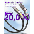 Miniatyrbilde 3 av 7: 240W 4-i-1 USB-C-kabel, Multiladerkabel med pustelys, PD 5A Multi Rask lading & Datasynkronisering Silikon Kompatibel for iPhone Samsung Bærbar PC Grey 1.5m