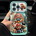 Miniatyrbillede 1 af 2: 2024 Ny æstetisk telefoncover til iPhone, Mario Family telefoncover til piger kvinder cool trendy design blød TPU gave cover til iPhone Green iPhone 15 Plus
