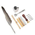 Miniatyrbillede 6 af 10: Fjerpennesæt Glat Skrivning Retro Design Udskæringsudseende Kalligrafi Pen Kit til Skrivning GaveSFDPS038031 Spids Grå Fjer