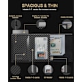Miniatyrbillede 3 af 9: Herre pung kortholder: Pop-up aluminium etui, ægte læder, smart, RFID-blokering, slank, minimalistisk, forlomme - 9-14 kortkapacitet | ID-vindue Carbon Fiber Black