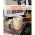 Miniatyrbillede 2 af 8: Vintage Kaffekrus - 414 ml Latte Kop med Træhåndtag til Cappuccino Latte Art Drikkevarer Elegant Keramisk Te- og Kaffekrus Sød Idé Pink