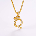 Miniatyrbillede 4 af 8: Krone Initial A-Z Halskæde, Iced Out Bogstav Vedhæng med 22-24 Tommer Kæde, Mænd Kvinder Bling Hip Hop Alfabet Navn Smykker Gave Store Initialer Halskæder Q 18K Gold