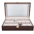 Miniatyrbild 7 av 10: 12 rutnät trä klocka display box arrangör handledsklockor förvaring trä låda fall arrangör