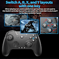 Miniatyrbild 4 av 6: Bluetooth-kontroll för Switch/PC/Steam/Apple Arcade MFi-spel etc., Switch Pro-kontroll trådlös med justerbar dubbelrörelse, Turbo, Makron, 6-axlig White