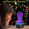 Miniatyrbillede 4 af 8: Groot 3D Natlys, Børne 7 Farve Berørings Dekor Bordlampe, Optisk Illusion 7 Farver Skiftende Julegave Fødselsdagsgaver