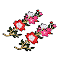 Miniatyrbillede 10 af 10: Blomster Patch 2 Blomster Lyse Farvet Polyester Special Mønster Broderet Patch til Tasker Tøj Nederdele Sko Rød