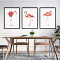 Miniatyrbild 1 av 8: Flamingo Väggkonst Canvas Tryck Affisch, Enkelt Mode Vattenfärg Konst Ritning Dek