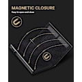 Miniatyrbild 7 av 8: Plånbok för män med kortfodral: Pop-up aluminiumfodral, premium äkta läder, smart, RFID-blockering, slimmad, minimalistisk, framficka - Kapacitet för 9-14 kort | I ‏‏‎ ‎‎Black