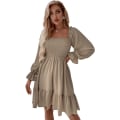 Miniatyrbild 1 av 5: Neck Flowy A-linjeklänningar (Khaki One Size Fits All)