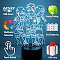 Miniatyrbillede 5 af 7: 3D Illusion Attack On Titan Natlys, Bordlampe USB-drevet 7 Farver LED Natlys med Smart Touch Ideel til Japansk Anime Børn Fans Gave Roo