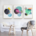Miniatyrbillede 1 af 4: Geometrisk Patchwork 2 Wall Art Canvas Print Poster, Simpel Abstrakt Akvarel A