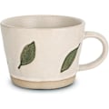 Miniatyrbillede 1 af 6: Bladkrus, 330 ml Keramisk Kaffekop til Te Latte Cappuccino, Sød Unik Stentøjs Tekop med Håndtag Green Leaf