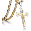 Miniatyrbild 1 av 6: Korshänge Halsband Herr Pojkar Rostfritt Stål Guld Silver Byzantinsk Kedja 22 24 26 28 30 tum