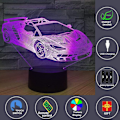 Miniatyrbilde 3 av 7: 3D Illusionslampe Barnas sportsbil 3D lampe 16-farget variabel nattlys med fjernkontroll Fest, barnegavene, romdekorasjonslys