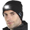 Miniatyrbillede 1 af 7: Bluetooth Beanie Hat med Lys, Unisex LED Kasket med Indbyggede Stereo Højttalere & Mic, Teknisk Gave til Mænd Kvinder Far