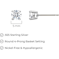 Miniatyrbillede 4 af 6: Essentlals Belagt Sterlingsølv Cubic Zirconia Ørestikker ess) 6mm