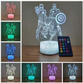 Miniatyrbillede 1 af 7: Spider Hero Natlampe Jern Captain America Mand 3D Optisk Illusion Lampe 7 Farver, Fødselsdag Julegaver til Børn Touch Light Borddekoration