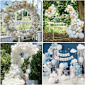 Miniatyrbillede 5 af 7: 129 stk. hvide balloner i forskellige størrelser 18 12 10 5 tommer til guirlandebue, latexballoner til fødselsdagsfest, bryllupsdag, babyshower White