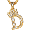 Miniatyrbillede 1 af 8: Krone Initial A-Z Halskæde, Iced Out Bogstav Vedhæng med 22-24 Tommer Kæde, Mænd Kvinder Bling Hip Hop Alfabet Navn Smykker Gave Store Initialer Halskæder D 18K Gold