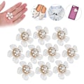 Miniatyrbilde 9 av 10: 10 stk Imitasjon Perle Blomsterformet Knapp DIY Anheng Bryllupsdekorasjon HårtilbehørRhinestones Kunstig Perle Blomst