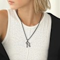 Miniatyrbillede 6 af 7: Krone Initial A-Z Halskæde, Iced Out Bogstav Vedhæng med 22-24 Tommer Kæde, Mænd Kvinder Bling Hip Hop Alfabet Navn Smykker Gave Store Initialer Halskæder N Black