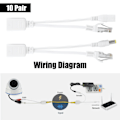 Pikkukuva 6 / 8: 10 paria IP-kameran POE RJ45 -kaapeli Power Over Ethernet -sovitin Injektori Splitter DC 12 V