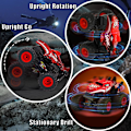 Pikkukuva 5 / 7: Kauko-ohjattava auto, 2,4 GHz:n kauko-ohjattava monster truck, RC-autot 2 akkua 60 minuuttia+, RC-temppuautot lelut valolla ja äänellä, sisä- ja ulkokäyttöön lapsille ja aikuisille Red