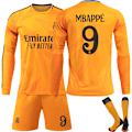 Miniatyrbilde 1 av 2: 24-25 Real Madrid Borte Fotballdrakt Lang Erme Fotballsett for Barn No.9 Mbappe 22