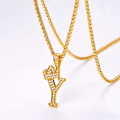 Miniatyrbillede 4 af 7: Krone Initial A-Z Halskæde, Iced Out Bogstav Vedhæng med 22-24 Tommer Kæde, Mænd Kvinder Bling Hip Hop Alfabet Navn Smykker Gave Store Initialer Halskæder Y 18K Gold