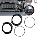 Miniatyrbilde 11 av 11: 7 tommers rund frontlyktmonteringsfeste, sett med metallring i svart, erstatning for Jeep Wrangler JK 2007 til 2017