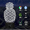 Miniatyrbilde 8 av 8: Ananas nattlys, Rquite Ananas nattlampe for barnerom, 3D optisk illusjonslampe med berøringsbryter