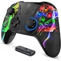 Pikkukuva 1 / 7: Langaton PC-ohjain, kaksoisvärinäjoystick-peliohjain tietokonepeleihin PC Windows 7/8/10/11/12, Steam, PS3, Switch ja Android - Musta Colorful black