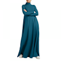 Miniatyrbillede 2 af 5: Fashion Kvinder Høj  Langærmet Kjole Lang Nederdel (Blå 2XL)