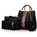 Miniatyrbillede 1 af 3: Dames Handtas Set 4 in 1 Zacht PU Leer Top Handvat Tas, Tote Tas, Schoudertas Crossbody Tas Portemonnee Portemonnee Set Black