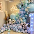 Miniatyrbillede 5 af 7: 129 stk. Retro Blå Balloner Forskellige Størrelser 18 12 10 5 Tommer Latex Dusty Blå Ballon Garland Arch til Fest Dekoration Køn Afsløring Graduering Fødselsdag Retro Blue
