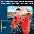 Miniatyrbild 6 av 7: Bluetooth-kontroll för Switch/PC/Steam/Apple Arcade MFi-spel etc., Switch Pro-kontroll trådlös med justerbar dubbelrörelse, Turbo, Makron, 6-axlig Red