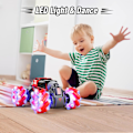 Pikkukuva 5 / 8: LED-kauko-ohjattava auto, 4WD 2,4 GHz eleohjauksella varustettu stunt-auto, kaksisuuntainen 360° pyörivä muuntautuva maastoauto valolla, leluautot pojille ja tytöille Red