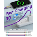 Miniatyrbild 6 av 7: 240W 4-i-1 USB-C-kabel, Multiladdare med Andningsljus, PD 5A Snabbladdning & Datasympkronisering Silikon Kompatibel med iPhone Samsung Laptop Purple 1m
