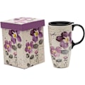 Miniatyrbild 1 av 3: Hög Keramisk Resemugg 500 ml Kaffekoppar Förseglat Lock Med Färgbox purple flower