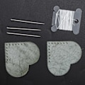 Miniatyrbilde 6 av 6: 2 sett hjerteformede stoffhjørnebokmerker DIY lærvarer symateriale Mint Green