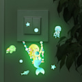 Miniatyrbilde 1 av 5: Havfrue veggklistremer fluorescerende klistremer som gløder i mørket, stue soverom flyttbare veggklistremer veggmalerier