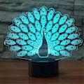 Miniatyrbillede 2 af 7: Novelty Peacock Form 3D LED Natlampe med 7 Farveskiftende Dyr Påsfugl Bordlampe Hjemmeindretning Gaver Lampara Sove Lysarmatur