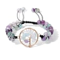 Miniatyrbillede 1 af 6: Gem Halvædelsten Krystal Runde Perler Justerbar Flettet Makrame Kvaster Armbånd - Håndlavet Boho Wrap Armbånd til Kvinder Mænd Multicolour
