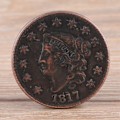 Miniatyrbilde 3 av 10: 1817 USA 1 Cent Messing Vintage Samleobjekt Mynt Samlermynt