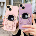 Miniatyrbilde 2 av 6: 6D Elektroplettert Astronaut Skjult Stativ Etui for iPhone Kvinner Astronaut Folding Stativ iPhone Etui med Kamera Beskytter Myk TPU Støtsikker Bumper Purple iPhone7 plus
